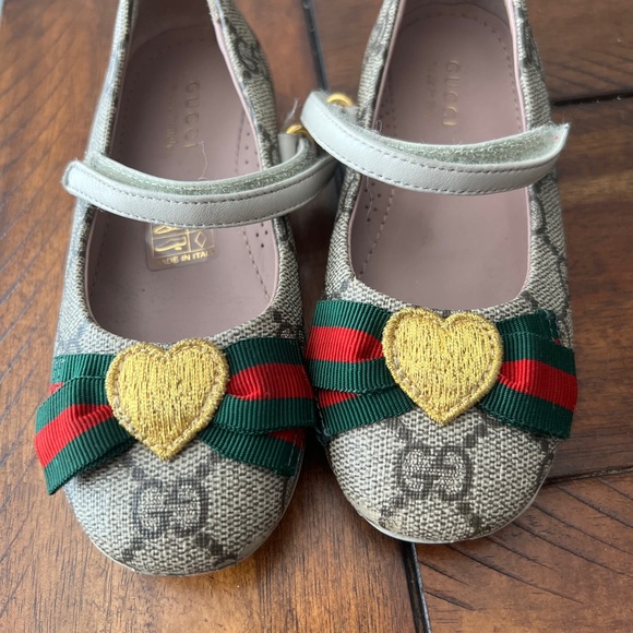 GUCCI GIRLS TODDLER CLASSIC GG HEART BALLERINA SLIPPERS SHOES size 24 (US 8) - Picture 6 of 6